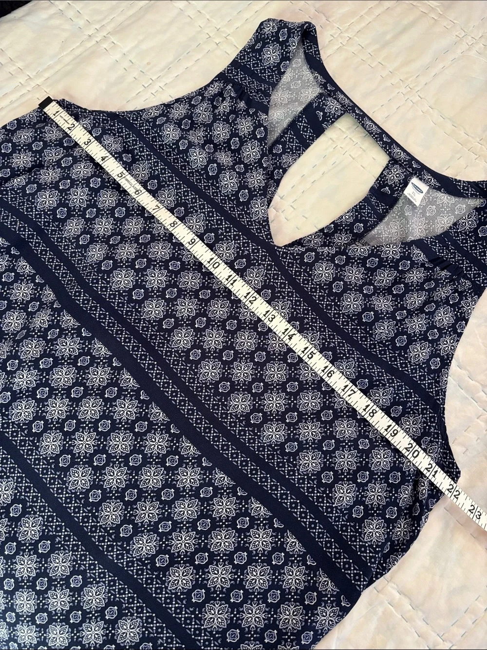 Old Navy Navy and White Sleeveless Paisley Midi Dress sz XL